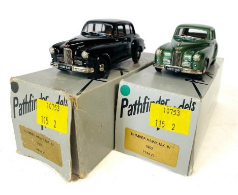 2x Pathfinder Models 1:43 Scale White Metal Model Cars. Lot includes: 2x No. PFM21 Humber Hawk Mk.IV (1952) - 1x Black &amp; 