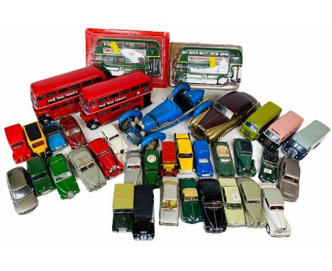 Lot of various assorted Diecast and White Metal Model Vehicles. Mostly 1:43 Scale up to 1:18 Scale. Assorted manufacturers in