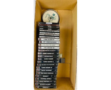 21x Playstation 1 Console Computer Games. Mixed assortment in plastic case boxes. Contents unchecked for completeness or disc