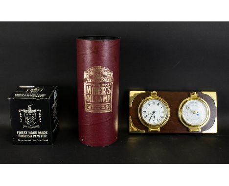 Small Collection Of Collectables To Include A Wall Mounted Nauticalia Clock And Barometer, Boxed Pewter Jug. Together With An