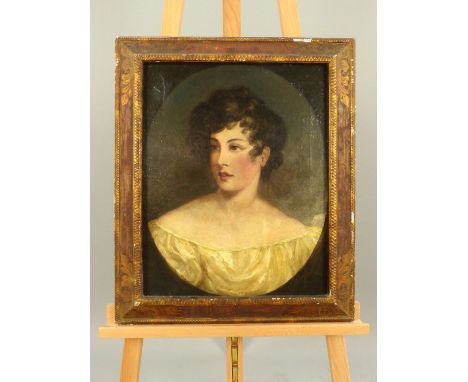 Unsigned, British School, 19th C, portrait of a brunette girl, oil, 48.5 x 39cm