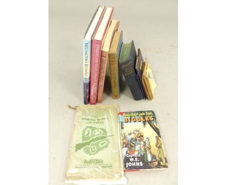Military books, ration book, Parker-Hale, sporting gun catalogue 1939, Biggles 1st edition 'Another Job For Biggles'.