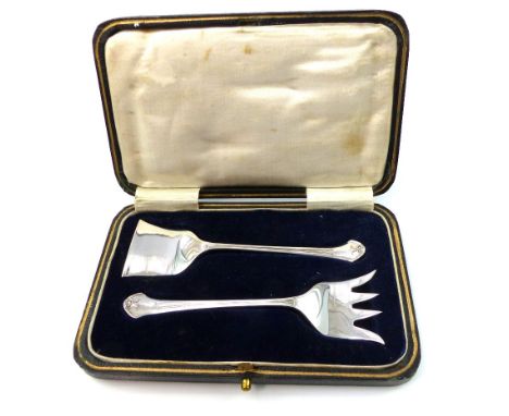 Art Deco silver server and fork, Sheffield 1922