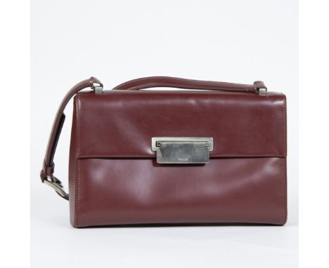 Prada handbag in burgundy red, marked in the clasp and on the back in the leather Prado MilanoPrada handtas in bourgondisch r