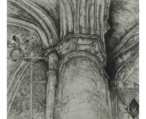 Jules DE BRUYCKER (1870-1945), etching from the folder L'église St Nicolas Gand in 1938, numbered 226/260 and signed in penci