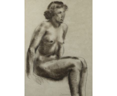 Oscar JESPERS (1887-1970), charcoal drawing Seated nude, signedOscar JESPERS (1887-1970), houtskooltekening Zittend naakt, ge