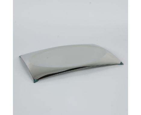 Alessi 'Voilà Voilà' serving dish in polished stainless steel with glass details at the corners by Philippe StarckAlessi 'Voi