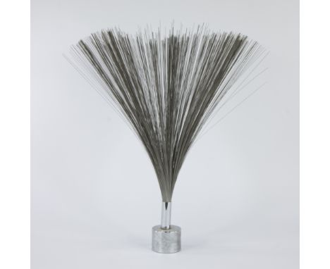 HARRY BERTOÏA (1915-1978), sculpture 'Spray' of steel wires forming a spray, attached to a cylindrical base of chromed steel,