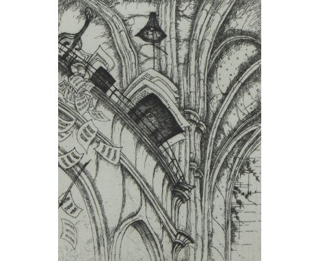 Jules DE BRUYCKER (1870-1945), etching from the folder L'église St Nicolas Gand in 1938, numbered B and signed in pencilJules