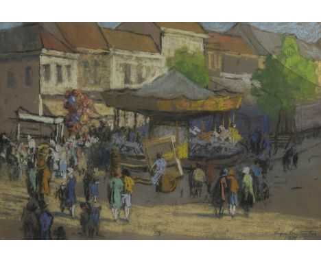 Raymond VERSTRAETEN (1874-1947), pastel Fair in Zottegem, signed and dated 1926Raymond VERSTRAETEN (1874-1947), pastel Kermis