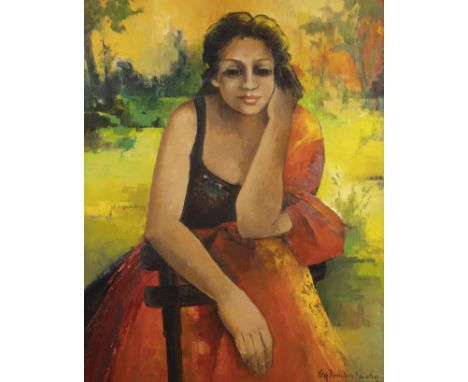 Lea VANDERSTRAETEN (1929), oil on canvas Portrait of a young lady, signedLea VANDERSTRAETEN (1929), olie op doek Portret van 