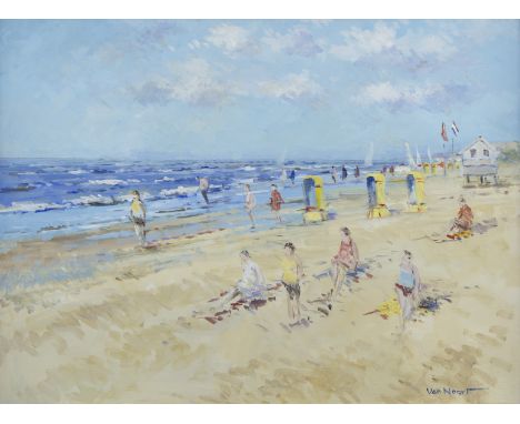 Adrianus Cornelis VAN NOORT (1914-2003), oil on panel Animated beach view, signedAdrianus Cornelis VAN NOORT (1914-2003), oli