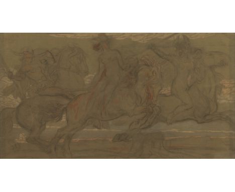 Franz VON STUCK (1863-1928), pencil/chalk drawing Mythical scene with Amazons, signedFranz VON STUCK (1863-1928), potlood/kri