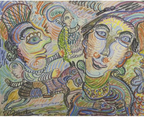 Ernest VAN DEN DRIESSCHE (1894-1985), pastel drawing Carnival, signedErnest VAN DEN DRIESSCHE (1894-1985), pasteltekening Car