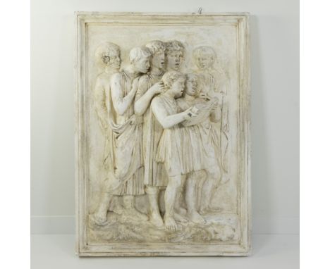 Plaster bas-relief of a group of singing children, after a work by the Italian Renaissance artist Luca della Robbia (part of 