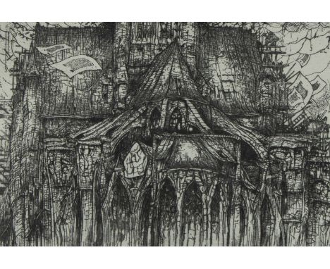 Jules DE BRUYCKER (1870-1945), etching from the folder L'église St Nicolas Gand in 1938, numbered B and signed in pencilJules
