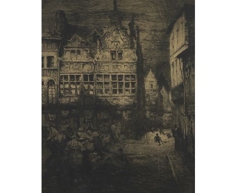 Jules DE BRUYCKER (1870-1945), etching The house of Jan Palfijn in Ghent, signedJules DE BRUYCKER (1870-1945), ets La maison 