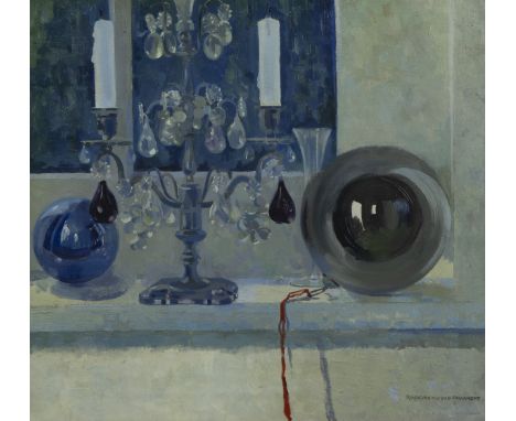 Rosa Pauwaert-Vaerwyck (1887-1966), oil on panel Still life with candlestick, signedRosa Pauwaert-Vaerwyck (1887-1966), olie 