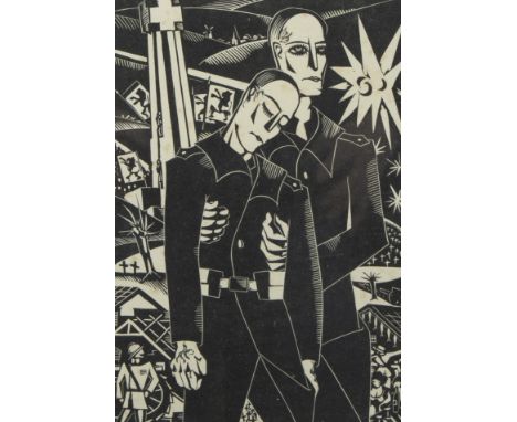 Henry VAN STRATEN (1892-1944), woodcut 'De Gebroeders Van Raemdonck', numbered 10/25 and signedHenry VAN STRATEN (1892-1944),
