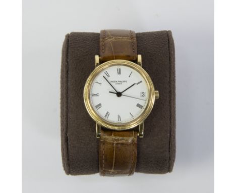 Patek Philippe watch,solid 18 kt, Calatrava clou de Paris with solid 18 kt yellow gold folding clasp Automatic Date, ref 3802