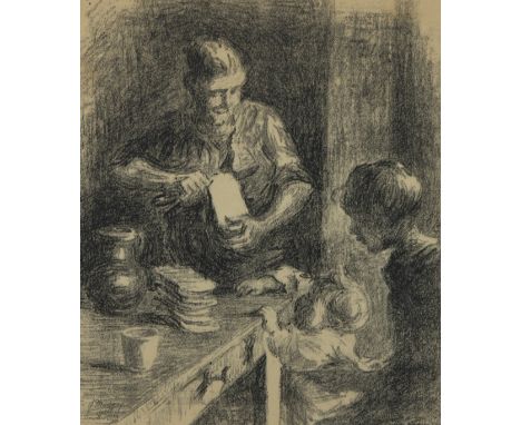 Jenny MONTIGNY (1875-1937), lithograph The Bread Meal, numbered 35/40 and drawn in the plateJenny MONTIGNY (1875-1937), litho
