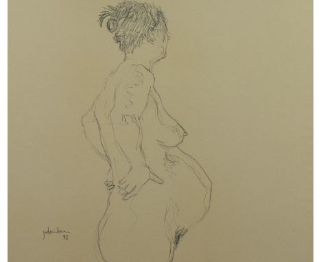 Johan VAN VLAENDEREN (1952), pencil drawing Standing pregnant woman, signed and dated '98Johan VAN VLAENDEREN (1952), potlood