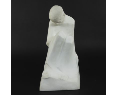 Antoon VAN PARIJS (1884-1968), sculpture of a seated man in white carrara marble, signedAntoon VAN PARIJS (1884-1968), sculpt