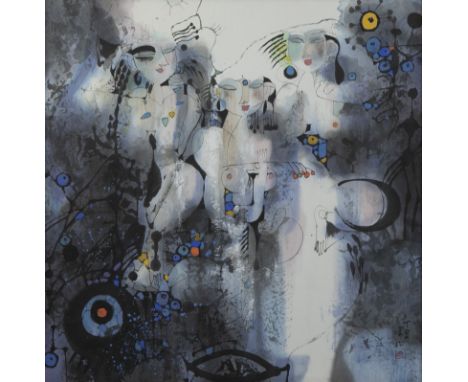 MA Hansong (1949), mixed media on rice paper Untitled, signedMA Hansong (1949), gemengde techniek op rijstpapier Zonder titel