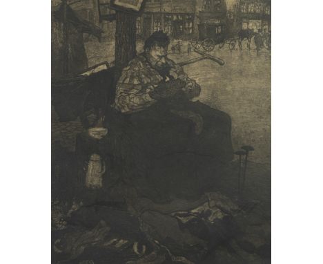 Jules DE BRUYCKER (1870-1945), etching Marchande, titled and signed in pencilJules DE BRUYCKER (1870-1945), ets Marchande, ge