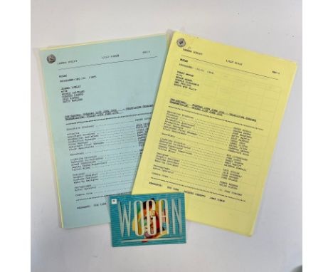 2 Scripts for Wogan - one for Friday 21st June 1991  Guests include Bryan Adams, Donald Pleasance, Emo Phillips, Nesta Wyn El