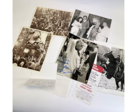 Film Memorabilia Two crew star wars photos, a signed Morgan Freeman Robin Hood photograph, A view to a kill crew screening ti