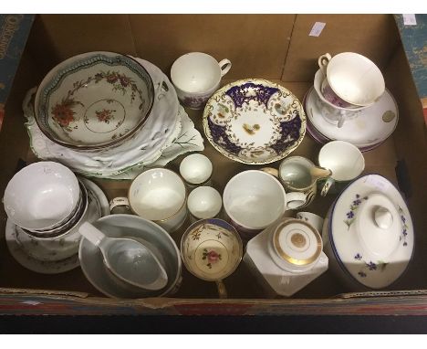 A box of 19th and 20th century ceramics to include cups, mugs, saucers etc.