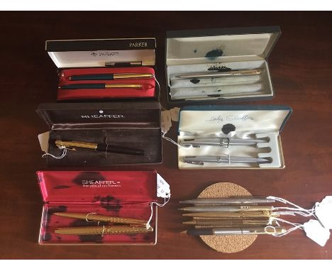 A collection of fountain and ball point pens to include a Patek Philippe Madison ballpoint pen by Caran D’Ache (used, no case