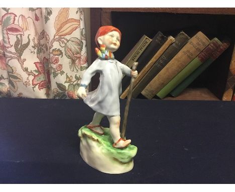 A 1930s Royal Worcester figurine, Thursdays Child Has Far To Go, HN3260, Factory mark to base