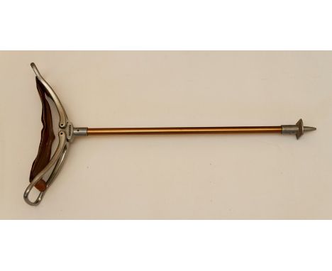 A Featherwate shooting stick seat, with leather seat, length 84 cms to tip of point.