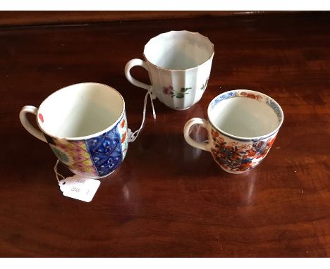 Three 18th century Worcester coffee cups along with a tea bowl and saucer and two other saucers.Date 18th century.Size; Vario