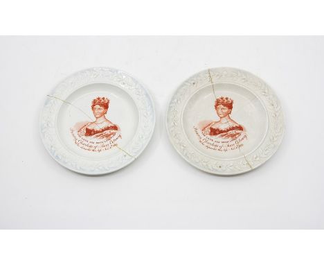 Two 1817 saucers commemorating the death of Princess Charlotte of Laxe Coburg, ‘The Late and Much Lamented’, transfer printed