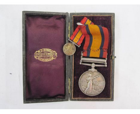 Boer war Queens South Africa medal with Transvaal and Natal clasps, named to K M Pardhy Surgeon and miniature medal in origin