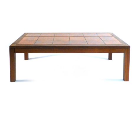 A 1960's rosewood and tile topped coffee table on square straight legs by Trioh, l. 133 cm  CONDITION REPORT: Sold with Citie