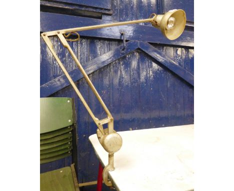 A 1950's Admel 'Fingalite' industrial task lamp with a desk-clamped counter balanced base CONDITION REPORT: metal with brown 