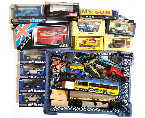 Corgi, Triang, Matchbox, Solido and similar, a boxed and unboxed group comprising of railway related coaches, cars, commercia