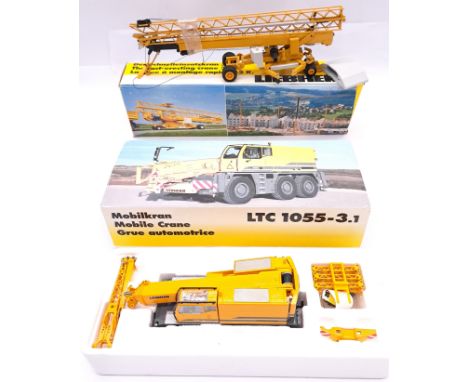 Conrad, a boxed pair of 1:50 scale Crane models comprising of No.20100/0 LTC 1055-3.1 Liebherr Mobile Crane along with No.202