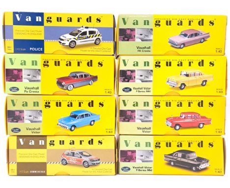 Lledo Vanguards, a boxed 1:43 scale group to include VA06400 Vauxhall PA Cresta in Dusk Rose &amp; Lilac Haze plus others. Co