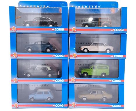 Lledo Vanguards, a boxed 1:43 scale group (The British Motor Corporation BMC) to include VA01010 Morris Minor Traveller in Da