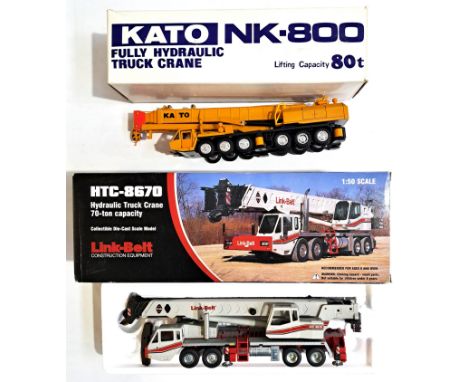 Kato &amp; NZG, a boxed pair of 1:50 scale Crane models comprising of Kato NK-800 Fully Hydraulic Truck Crane along with NZGH