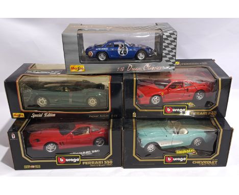 Bburago &amp; Maisto 1:18 scale, a boxed Car group. Includes Ferrari F40 (1987) &amp; Jaguar XJ220.&nbsp; Although unchecked 