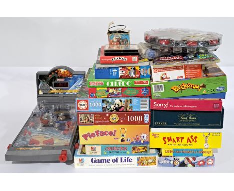 Large quantity of Board Games, Electronic Pinball, Jigsaws &amp; similar.&nbsp; Includes Trivial Pursuit, Buckaroo! &amp; Gam