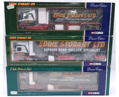 Corgi, a boxed 1/50th scale Truck/Trailer "Eddie Stobart" group to include CC13101 Volvo F88 Box Trailer and others. Although