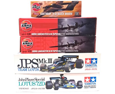 Airfix &amp; Tamiya, a boxed group of 1:12 &amp; 1:72 scale plastic kits comprising of Formula one and Military Aircraft to i