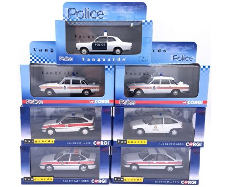 Lledo/Corgi Vanguards, a boxed 1:43 scale Police Vehicle group to include VA08704 Vauxhall Viva "Ayr Burgh Police Unit Beat C